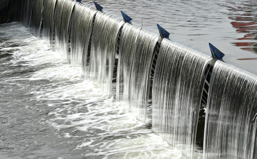 water being processed in a wastewater treatment plant